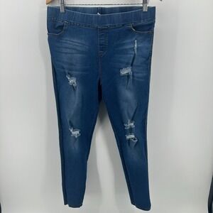 Jvini Fashion Jegging Jeans Womens 3XL Blue Distressed Denim Skinny High Rise